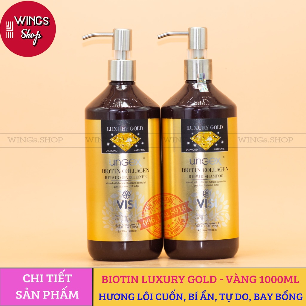 Dầu gội nước hoa Biotin Collagen Luxury Giảm rụng kích mọc tóc giúp tóc suôn mượt 1000ML | Wings Shop