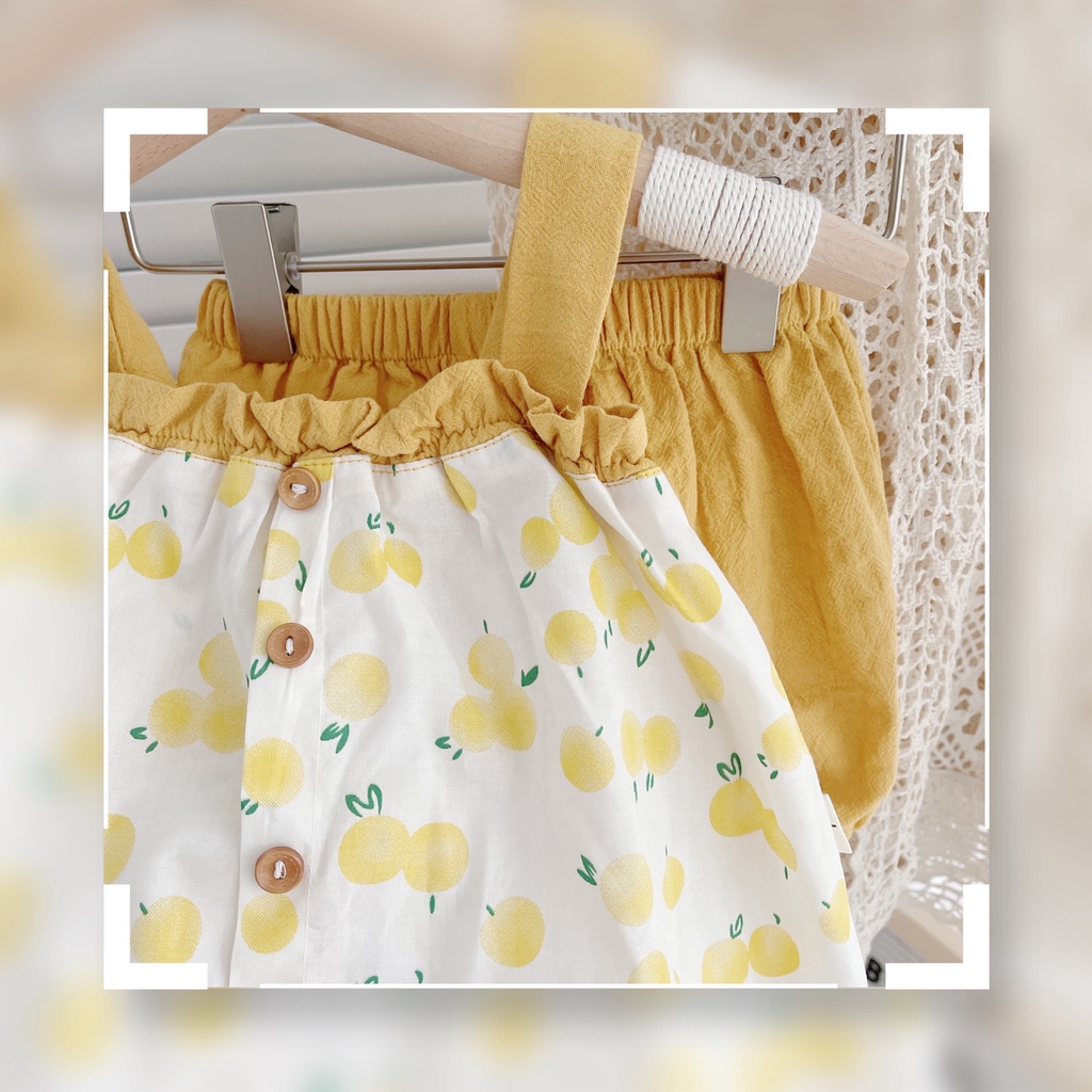 Bộ 2 dây cúc ngực cho bé gái 8-21kg- Chất thô mát (Bảng 3 màu)