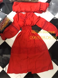ĐẦM MAXI ĐỎ XẺ TÀ (KÈM HÌNH THẬT)