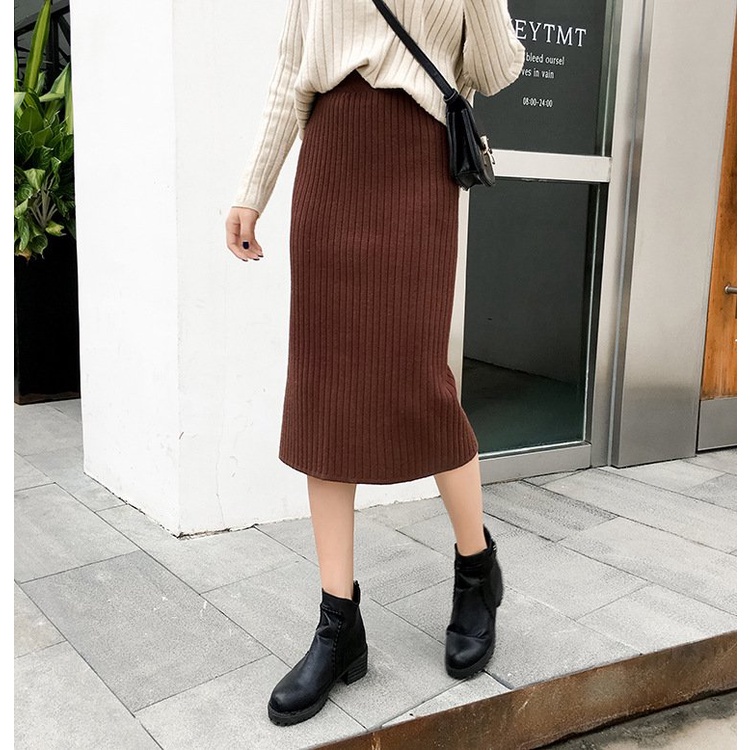 Chân váy bút chì, chân váy len dày dặn Cv07