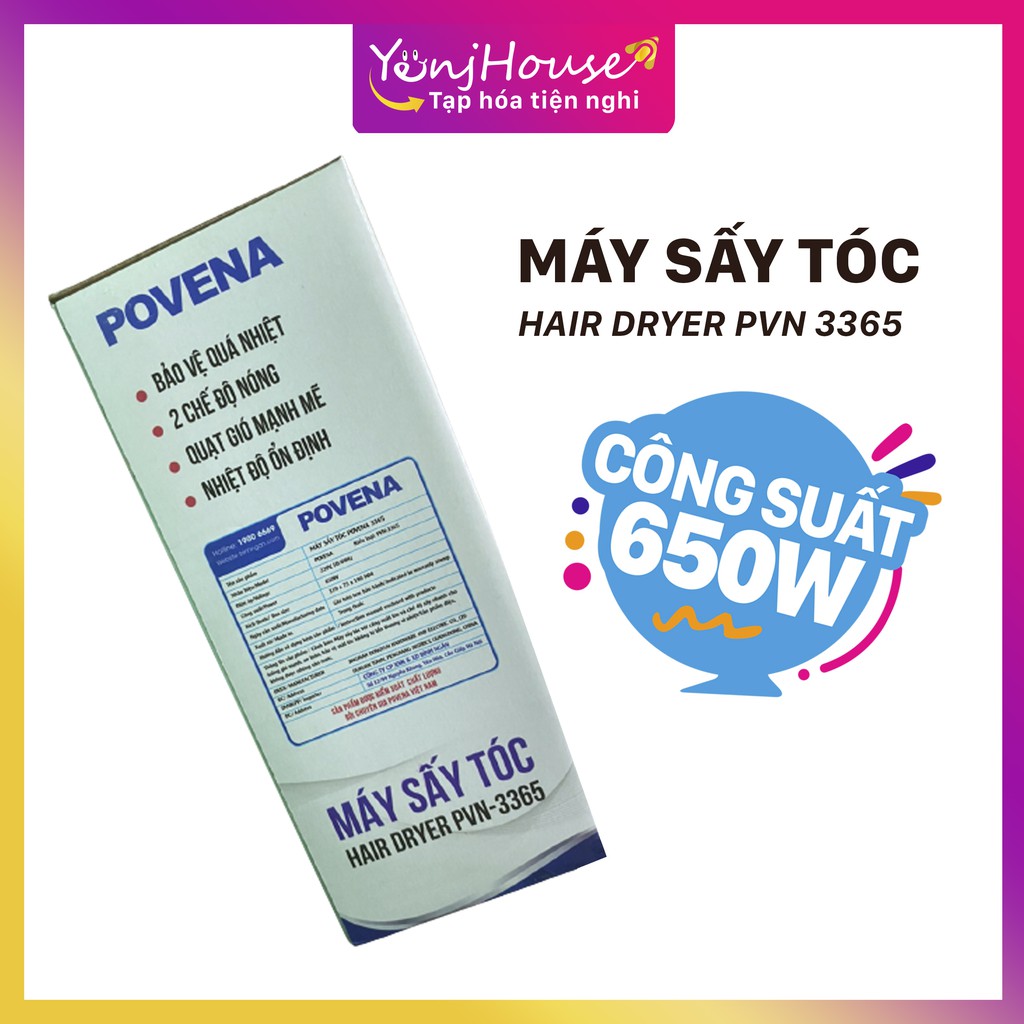 Máy sấy tóc Povena PVN-3365 quạt gió mạnh mẽ 2 chế độ nhiệt linh hoạt, Máy sấy tóc mini, Máy sấy tóc gập gọn - Yenjhouse