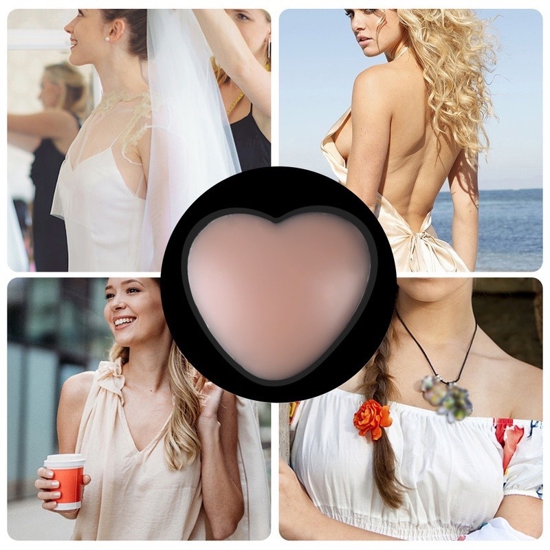 1 Cặp Miếng Dán Ngực Silicone Vô Hình Hình Trái Tim/Bông Hoa Thoải Mái Chống Nấm Mốc Cho Nữ