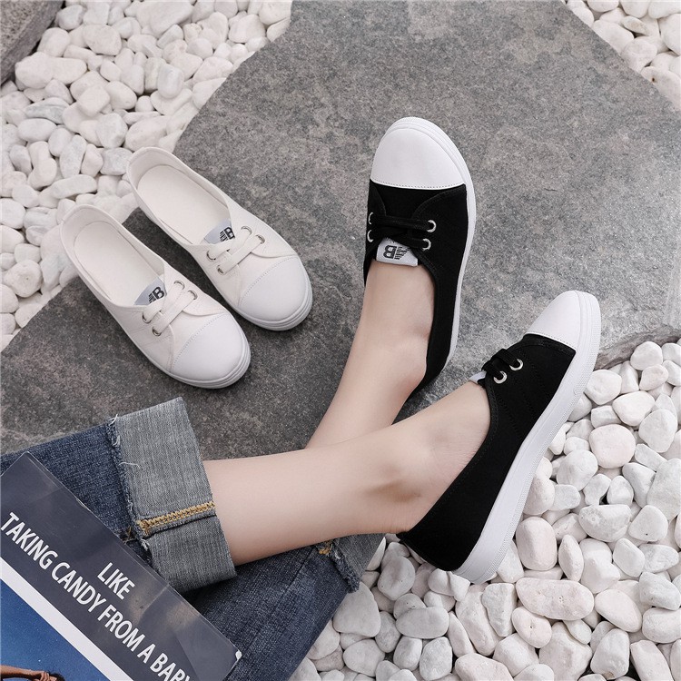 Giày nữ, giày lười nữ vải đế bệt xinh xắn, siêu nhẹ, trẻ trung, slip on nữ