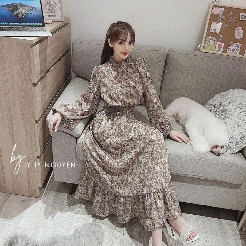 [Mã WASTXINH giảm 10% tối đa 15K đơn 99K] Váy hoa rúm eo cổ tròn vintage | BigBuy360 - bigbuy360.vn