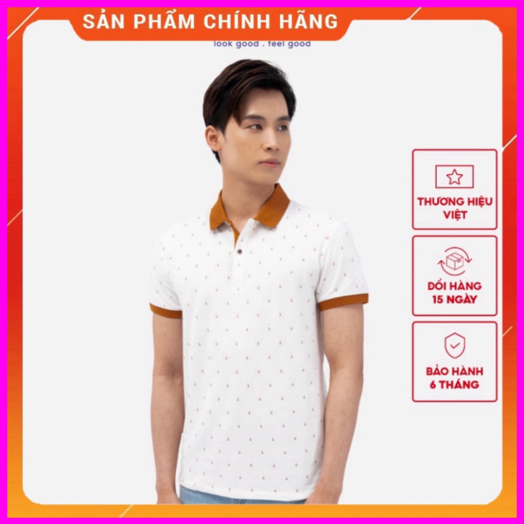 Áo thun polo nam YODY in hình mỏ neo, vải mắt chim thoáng mát APM5345