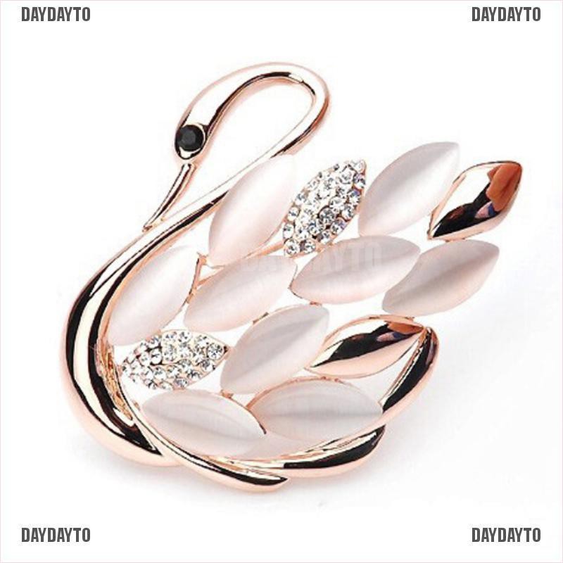 Ghim Cài Áo Hình Thiên Nga Đính Đá Pha Lê Thanh Lịch