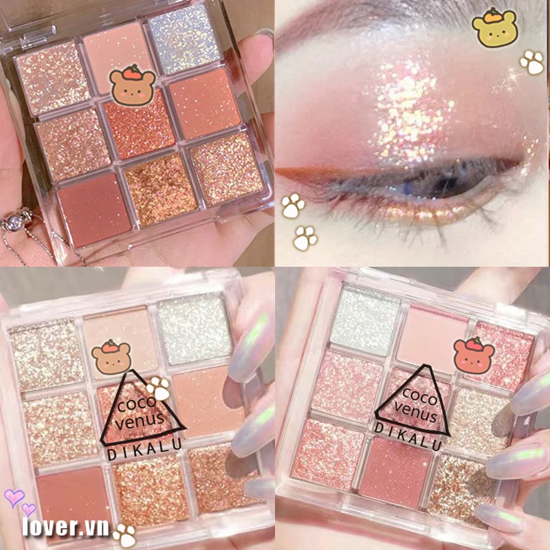 Bảng Phấn Mắt 9 Màu Dikalu Baby BB1 MMQ gồm 9 ô ánh nhũ xinh xắn