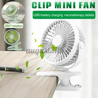 USB Mini Clip On Summer Table Desk Fan 3-Speeds Rechargeable Battery Portable