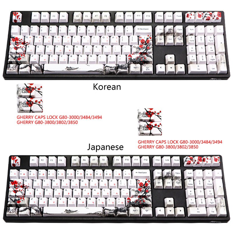Nút bàn phím máy tính 110 phím PBT OEM in hình hoa mận phong cách Hàn Quốc/ Nhật Bản