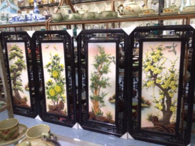 Bộ tranh tứ quý đắp nổi Tùng Cúc Trúc Mai - cao 80cm