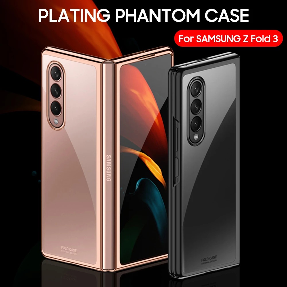 Ốp đIện thoại nhựa pc cứng trong suốt mạ điện cho Samsung Galaxy Z Fold 3 5g Samsung