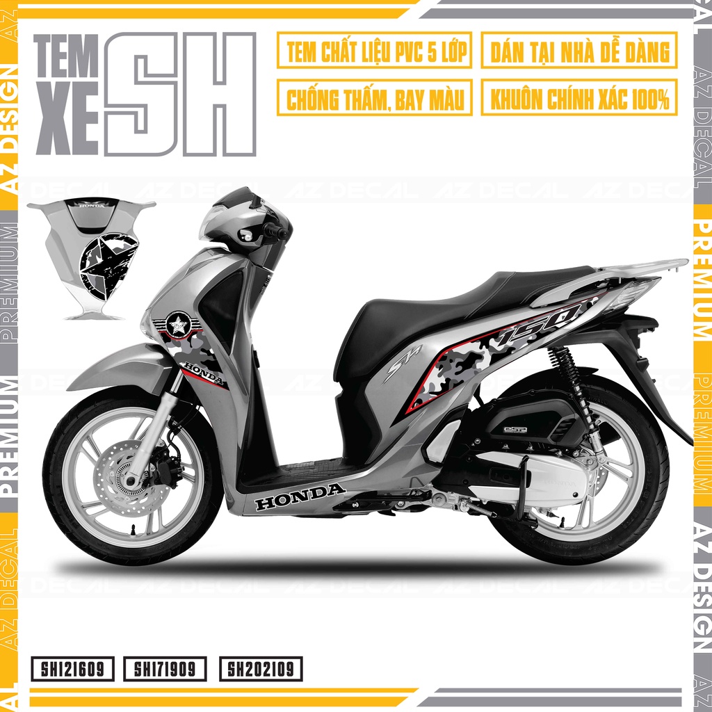 Tem Dán Xe SH Camo | SH09 | Decal Rời Chất Liệu PVC Cao Cấp Chống Bay Màu, Dễ Dán Tại Nhà