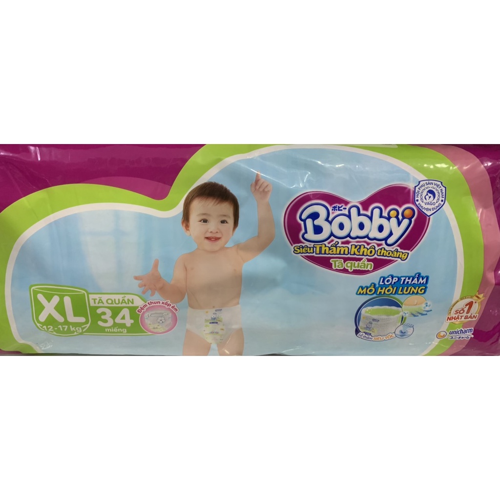 Bobby Tã/bỉm quần XL34 (12-17kg)