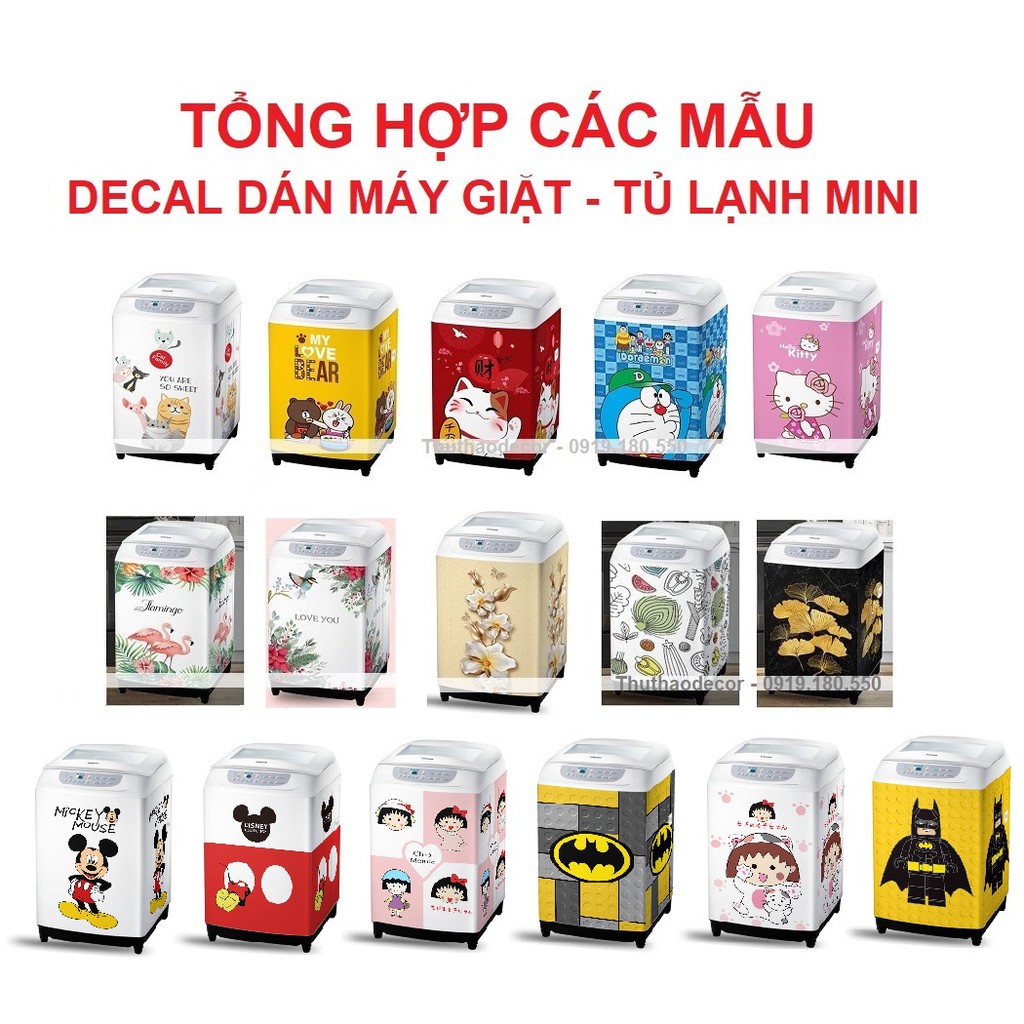 PHẦN 1 Miếng decal dán MÁY GIẶT MINI - TỦ LẠNH MINI chống nước - TRANG TRÍ NHÀ CỬA - Decal 3D - HÀNG BÁN CHẠY