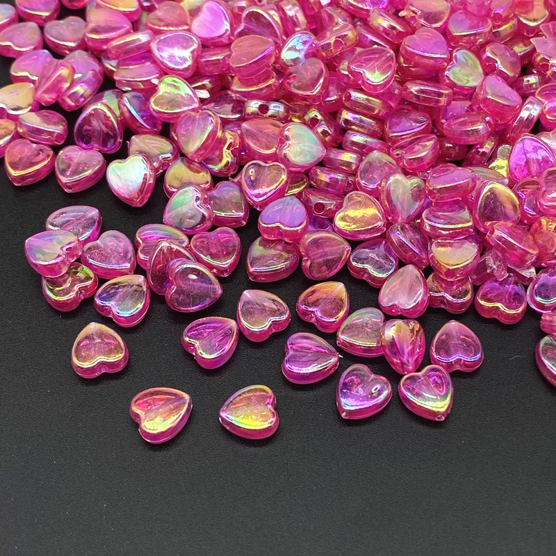 Bộ 200 Hạt Nhựa Acrylic Trong Suốt Hình Trái Tim 8x4mm Nhiều Màu Làm Trang Sức DIY