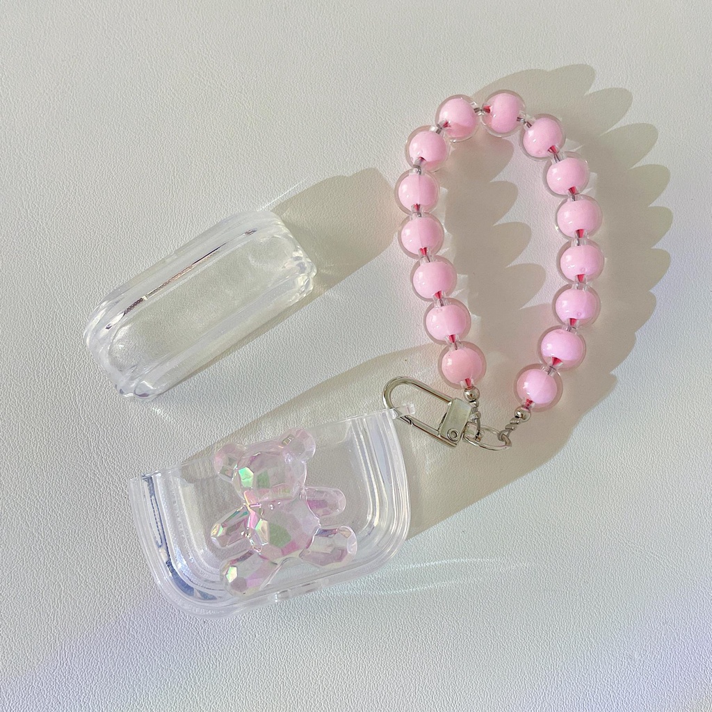 Vỏ Bảo Vệ Hộp Sạc Tai Nghe AirPods 1 2 pro 3 2021 gen3 Bluetooth Không Dây Bằng Silicon Tpu Mềm Trong Suốt Hình Gấu Hồng Dễ Thương