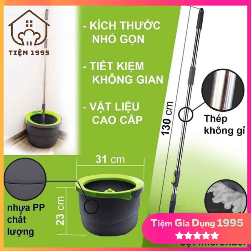 Bộ cây lau nhà Mini Spin Mop Lock&amp;Lock ETM498 và Lock&amp;Lock ETM494 kiểu dáng nhỏ gọn, siêu chắc chắn