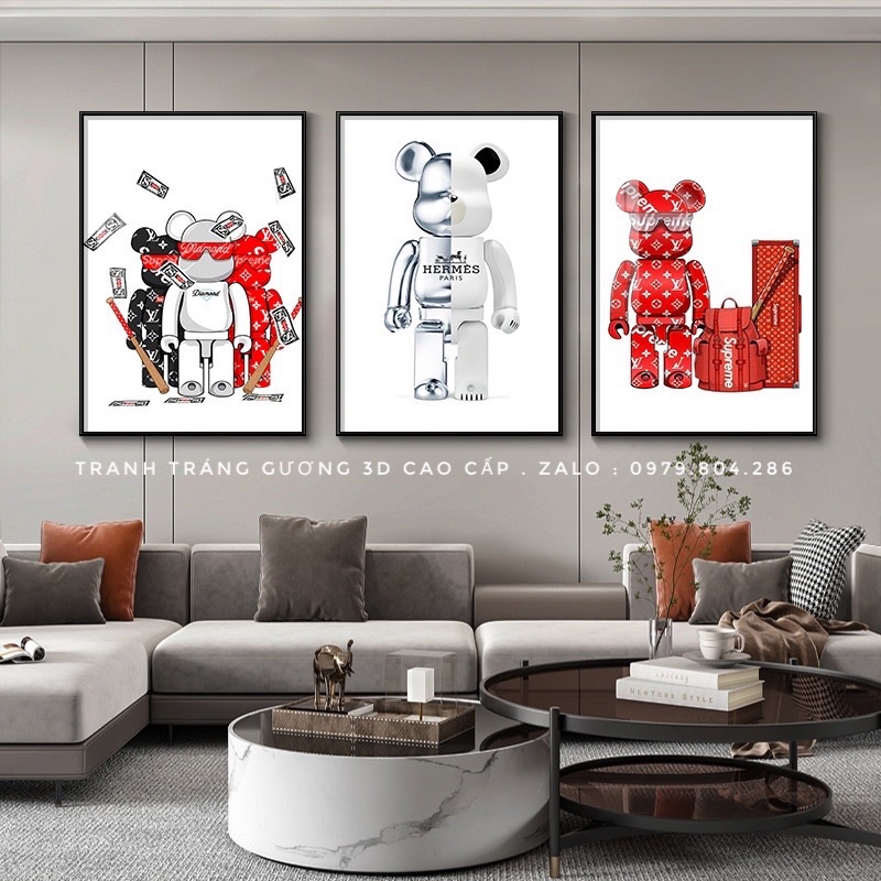 X3 Tranh Chú Gấu Kaws Toy Treo Tường /game/ Gaming / Robot/ Bearbrick Siêu Anh Hùng Marvel T1.tranh Tráng Gương