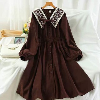 Đầm babydoll cổ Thuỷ thủ viền trắng có thể tháo rời