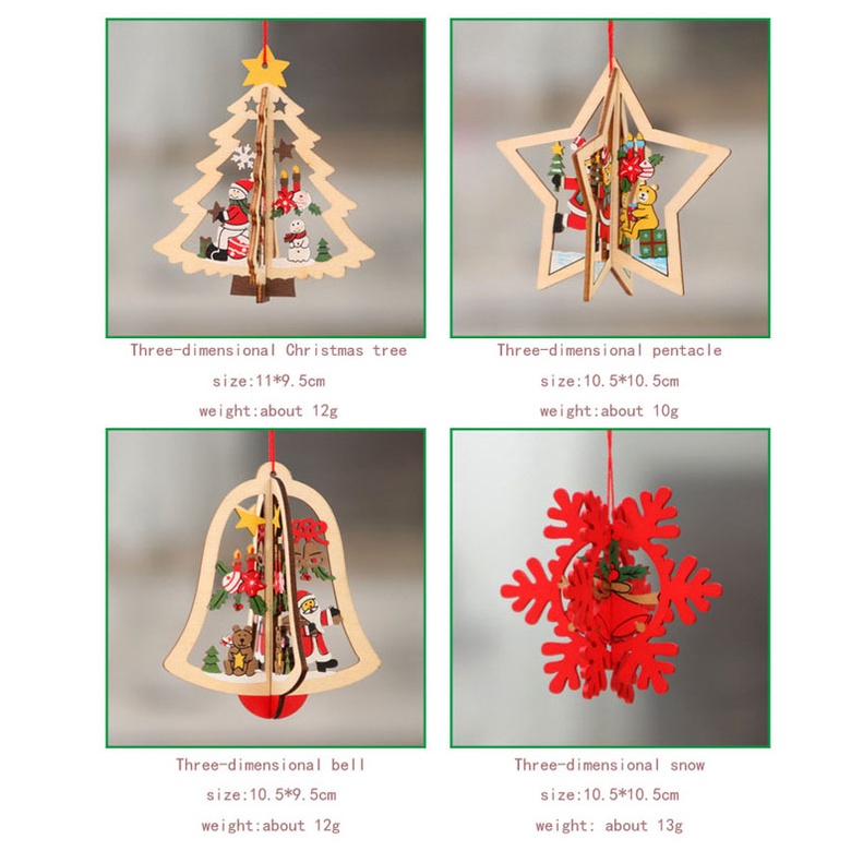 Mới Phụ Kiện Treo Trang Trí Giáng Sinh Bằng Gỗ Hình Ngôi Sao / Chuông