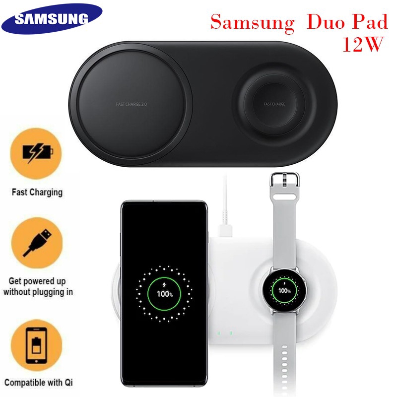 Original Samsung Qi Wireless Charger Fast Charge 2.0 Duo Pad EP-P5200TBE 12W For Galaxy S10 S20 S9 Note 10 9 Gear 3 iWatch