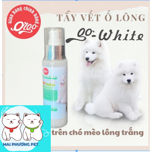 Orgo - (100ml) Go White Tẩy vết ố trên lông chó mèo dùng cho thú cưng lông trắng