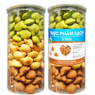 [Combo 2 hũ] Bánh gấu nhân kem mix 3 vị món ăn vặt tuổi thơ - mỗi hũ 350g