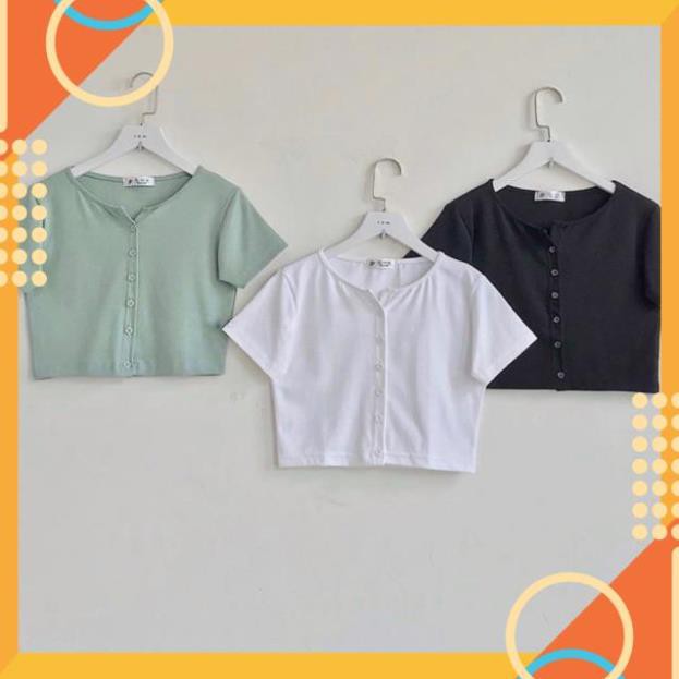 Áo croptop nữ dưới 55k, 6 cúc bấm dọc siêu hot trend