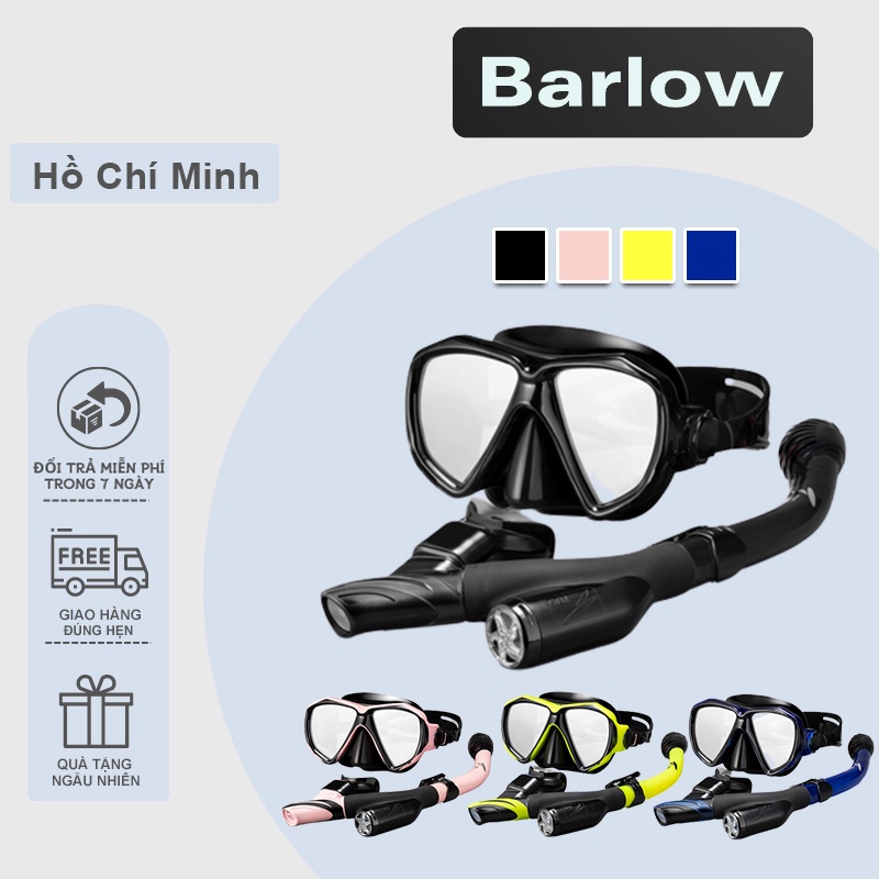 Bộ kính lặn ống thở thế hệ mới ngăn nước 100% với 2 van chống sặc TUO, mặt nạ lặn biển mắt kính cường lực Barlow Store