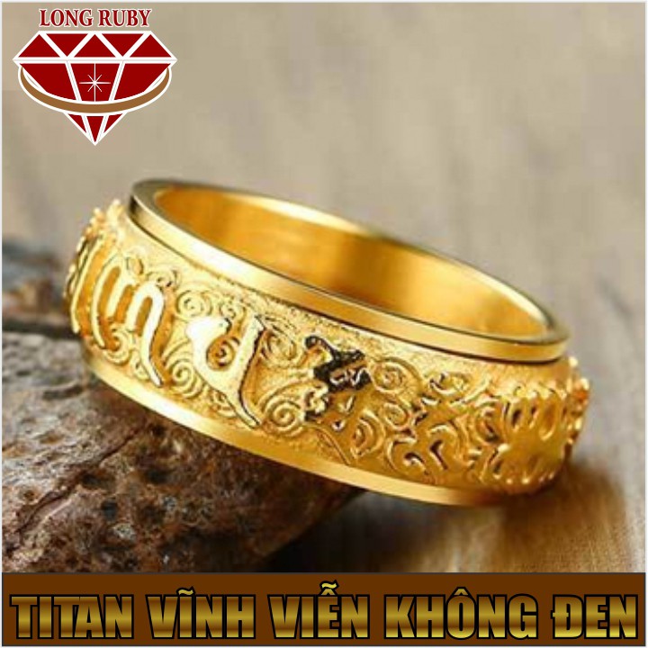 NHẪN BÁT NHÃ TÂM KINH TITAN TRẮNG CHỮ VÀNG