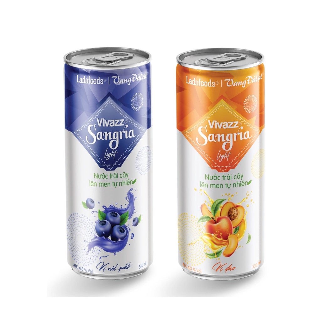Combo 2 lốc Vivazz Sangria Light - Nước trái cây lên men tự nhiên - lon 330ml mix vị