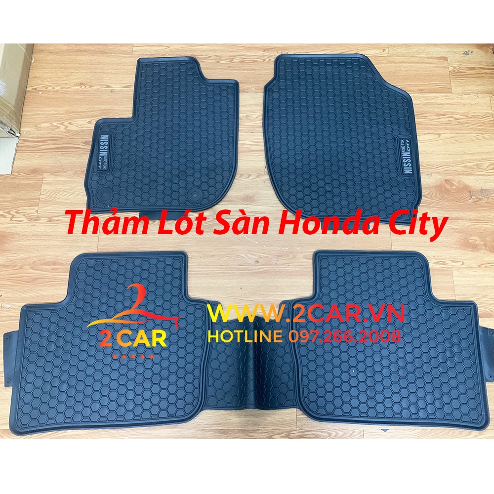 Thảm Lót sàn City 2016-2023 Thảm sàn Honda City 2016, 2023, Cao su đúc theo xe cao cấp, Mẫu Mới Nissin tổ ong chữ trắng