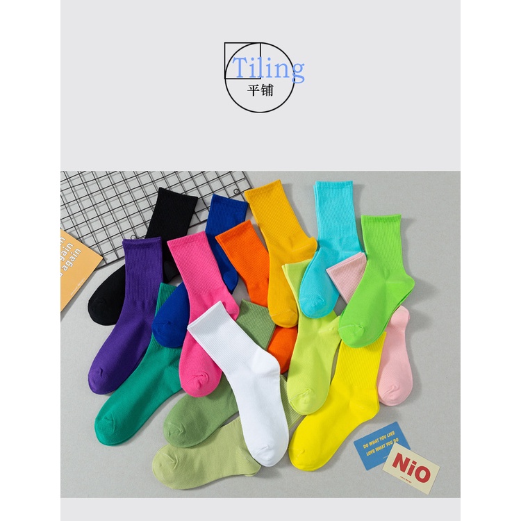 Vớ trơn basic cổ cao Unisex bảng màu mới