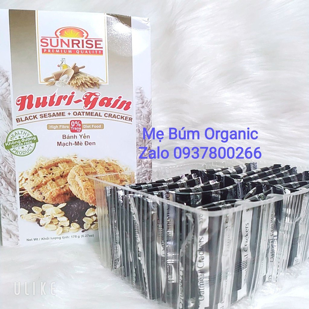 [ HCM Giao Hỏa Tốc] Bánh Yến Mạch - Mè Đen Nutri - Gain, Dành Cho Người Ăn Kiêng, Tiểu Đường Hộp 178g ( 16 bánh)