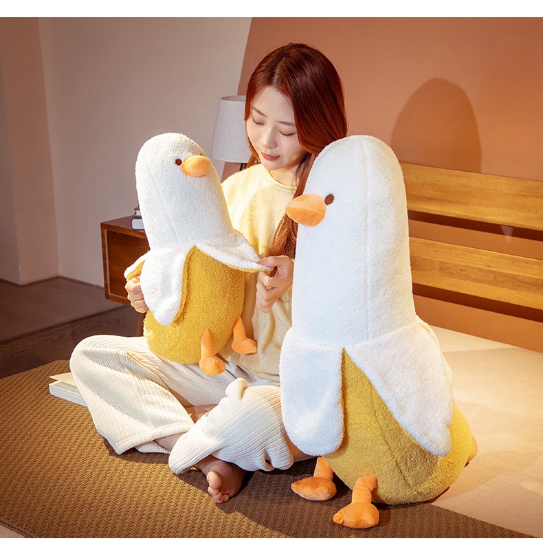 Gối Ôm Nhồi Bông Mềm Mại Hình Vịt Chuối Dễ Thương Sáng Tạo