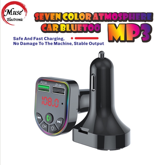 Thiết Bị Thu Phát Bluetooth 5.0 Fm Mp3 Không Dây Hai Cổng Usb Sạc Nhanh Dùng Trong Xe Hơi
