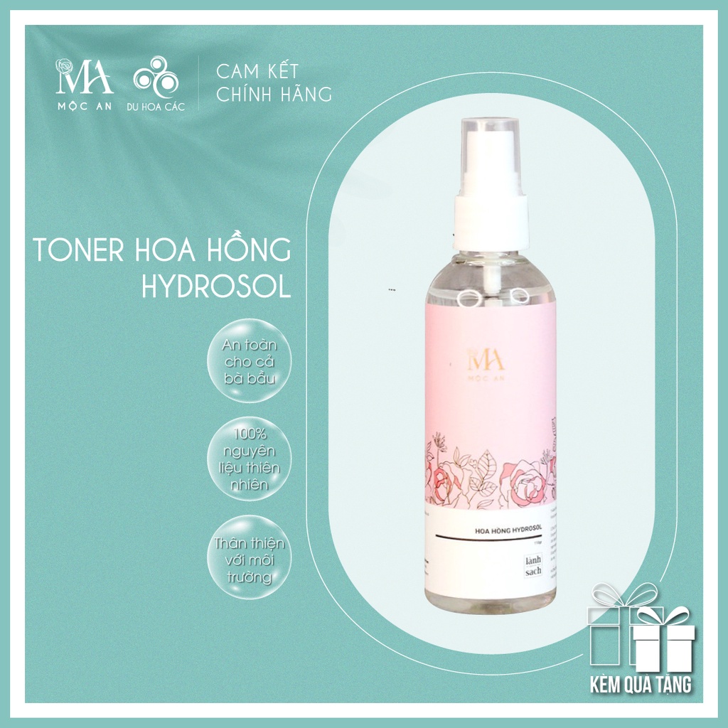 Toner Hoa Hồng MỘC AN Hydrosol Cân Bằng Da Giúp Kiềm Dầu Giảm Mụn Se Khít Chân Lông 100ml - Du Hoa Các