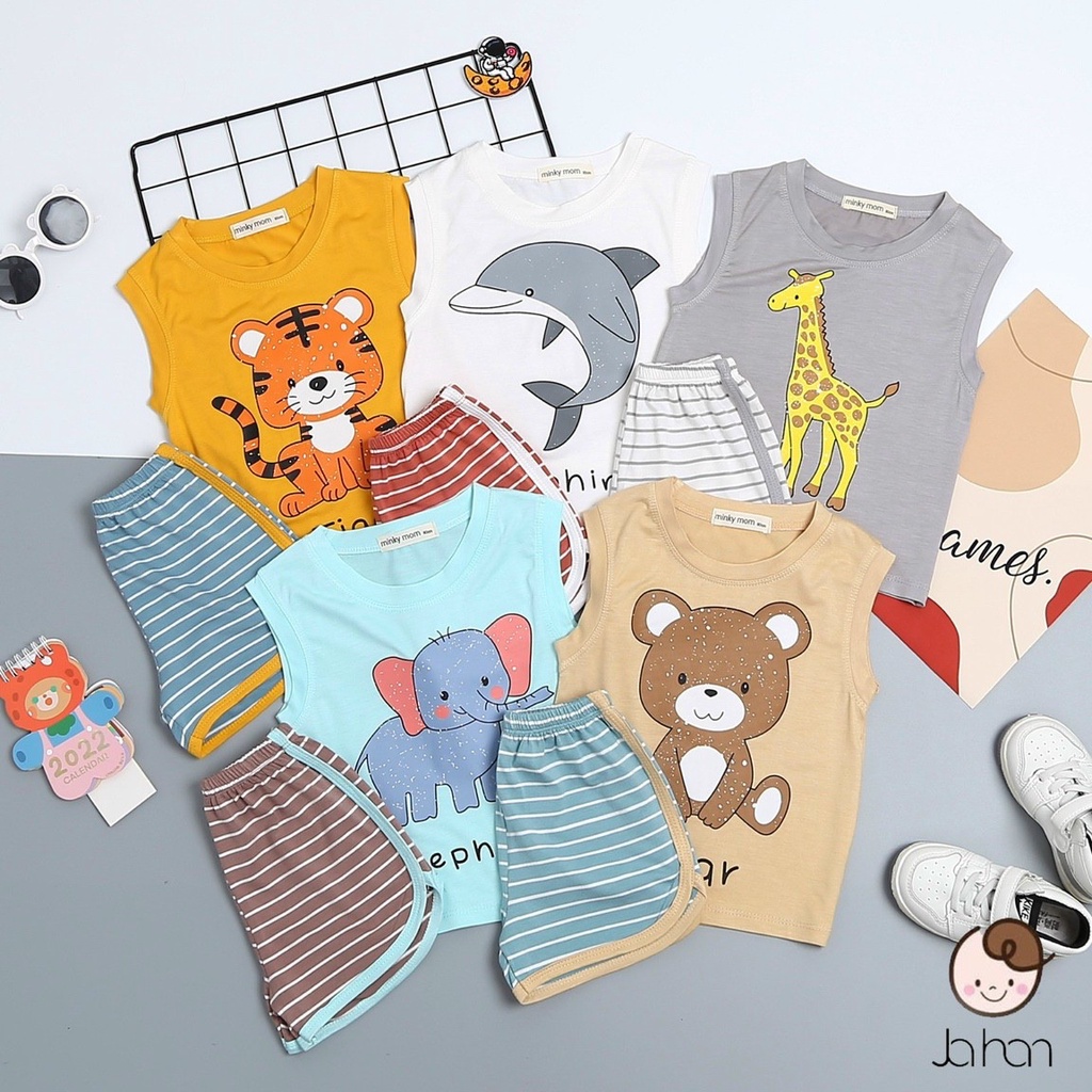 ✨FREE SHIP✨Bộ Sát Nách Thun Lạnh Dể Thương Cho Bé Gái Bé Trai, Đủ Màu