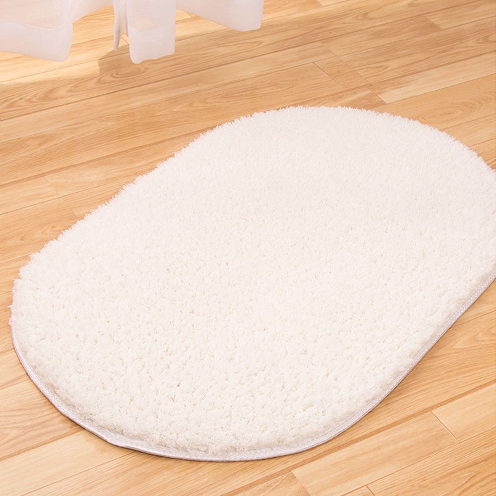 Thảm chùi chân chống trượt bằng da cừu nhân tạo hình oval kích thước 40 * 60cm tiện lợi