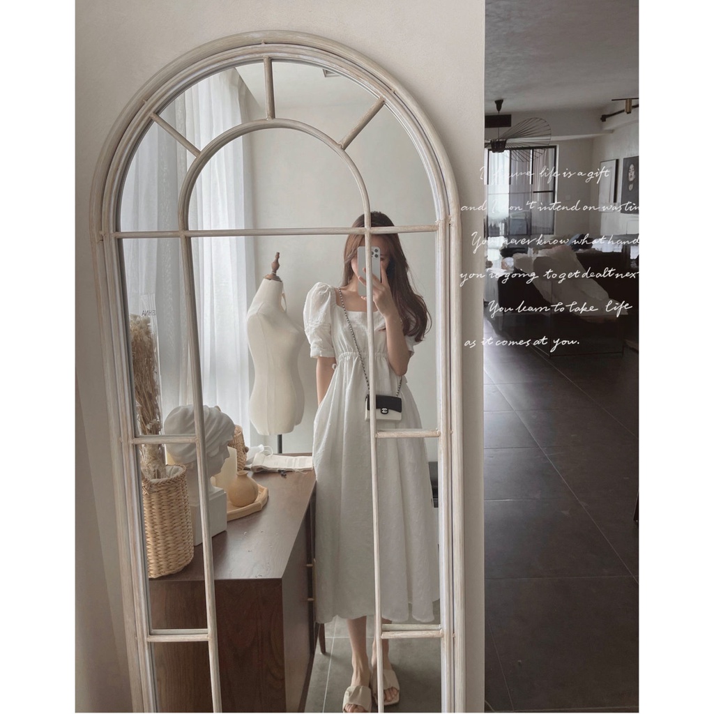 Đầm tay phồng cổ vuông thời trang mùa hè phong cách Hàn Quốc cho nữ