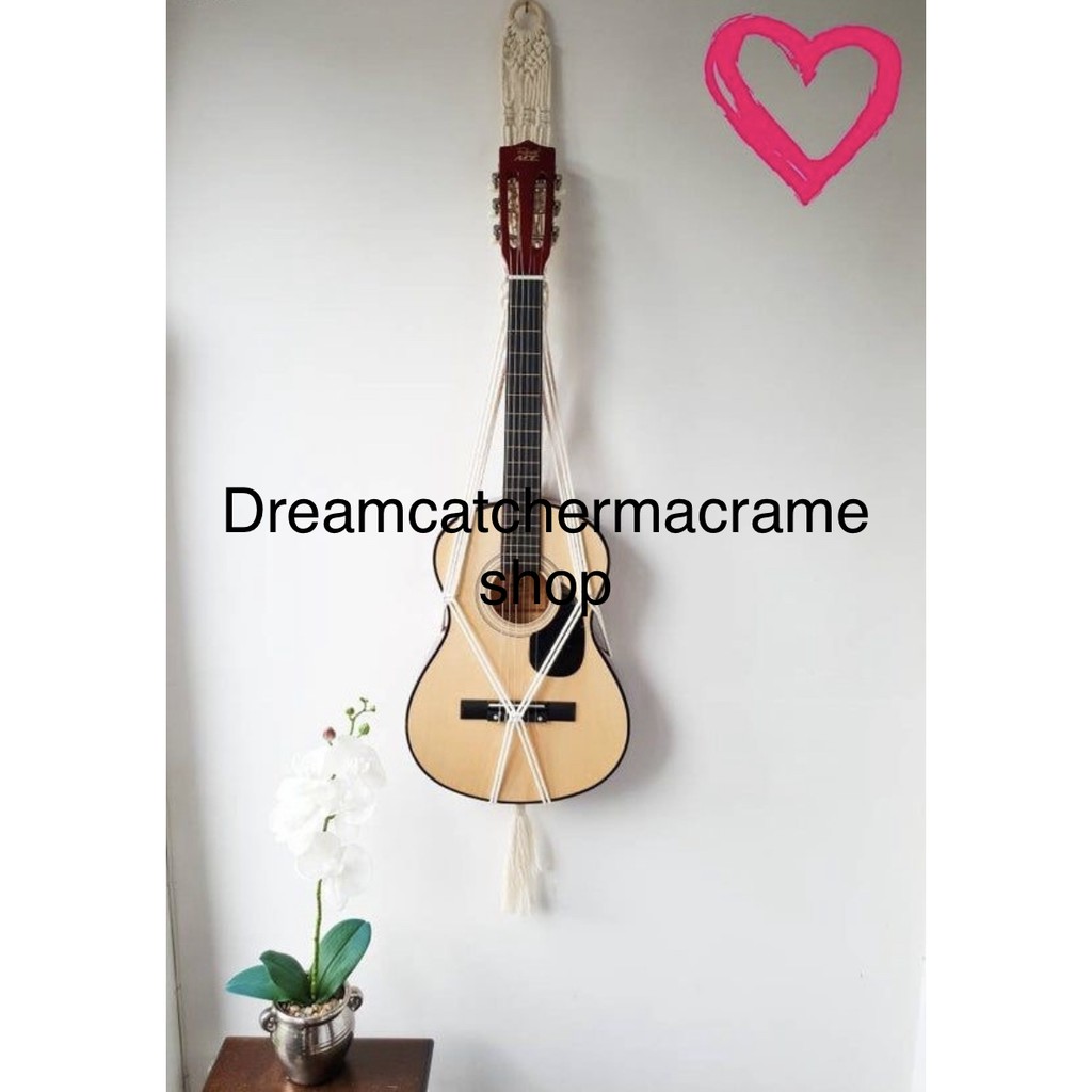 Macrame treo đàn guitar, ukulele, Dây treo đàn vinatage, dây treo đàn, giá để đàn guitar