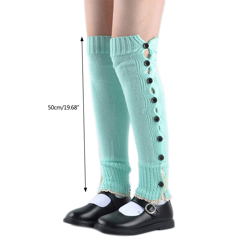 1 Đôi Tất Chân Dệt Kim Giữ Ấm Mùa Đông Phối Nút Ren Phong Cách Hàn Quốc Dành Cho Nữ