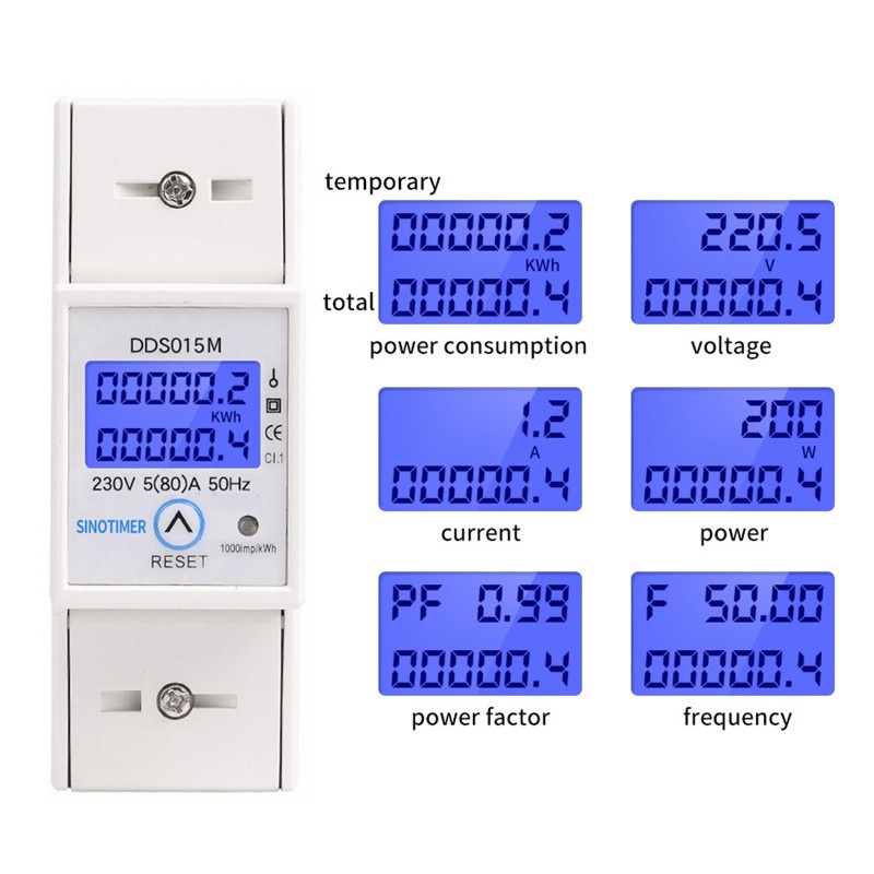 UKI  DDS015M 230V Watt Meter and Power Analyzer Multifunctional Volt Amp Watt Meter Electric Consumption Meter with Reset
