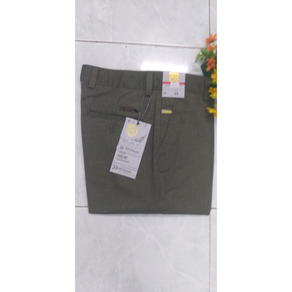 Quần kaki trung niên vải in dấu trừ
