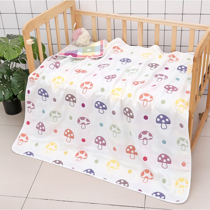 Chăn cotton xô 6 lớp 2 mặt họa tiết hàng cao cấp cho bé, kích thước 110*110cm