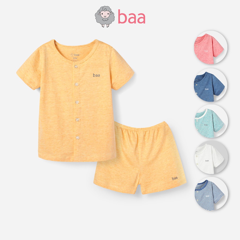 Set đồ bộ BAA BABY vải tencel cao cấp kháng khuẩn in logo baa cho bé trai và bé gái - UT-DB01N