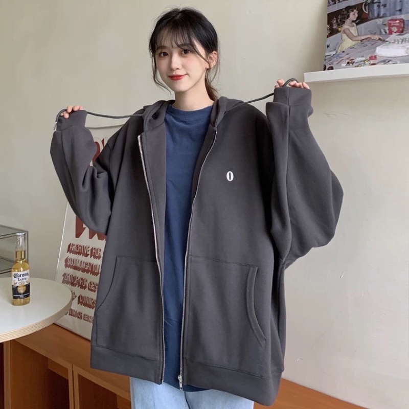 Áo khoác hoodies zip chất nỉ bông dày đẹp in hình chấm