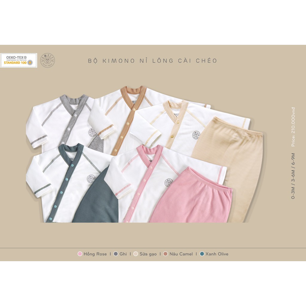 Bộ kimono nỉ lông cài chéo