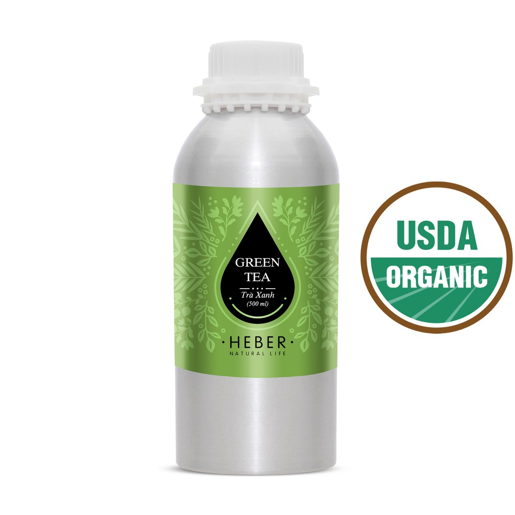 (Chai Lớn 500ml/1000ml)Tinh Dầu Trà Xanh Green Tea Heber Natural Life, Cao Cấp Nhập Khẩu, Thiên Nhiên Nguyên Chất