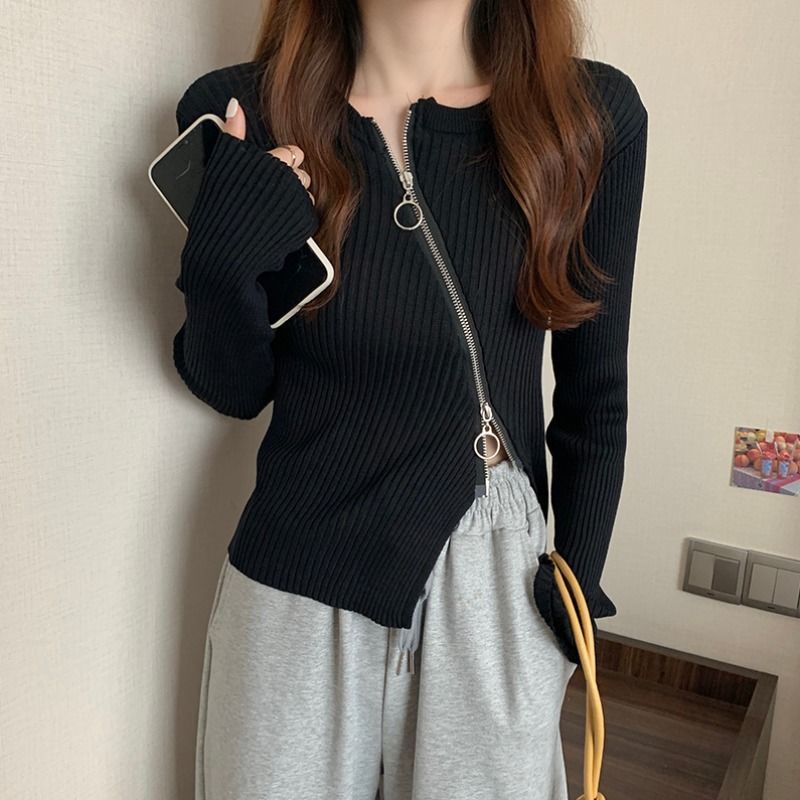 Áo cardigan Dệt Kim Tay Dài Dáng Ôm Có Khóa Kéo Thời Trang Cho Nữ NZ-MY-01